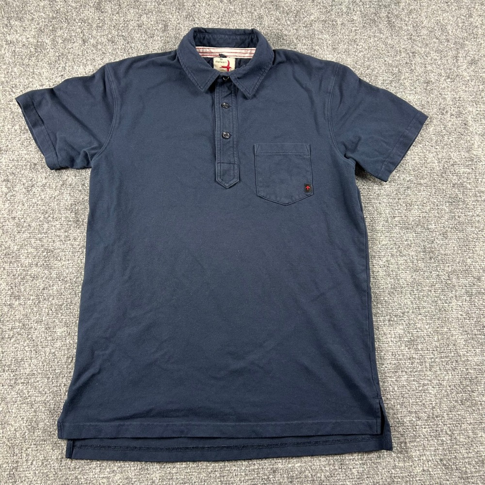 Relwen Polo Shirt Mens Small Navy Blue Short Sleeve Cotton Pique Logo Pocket